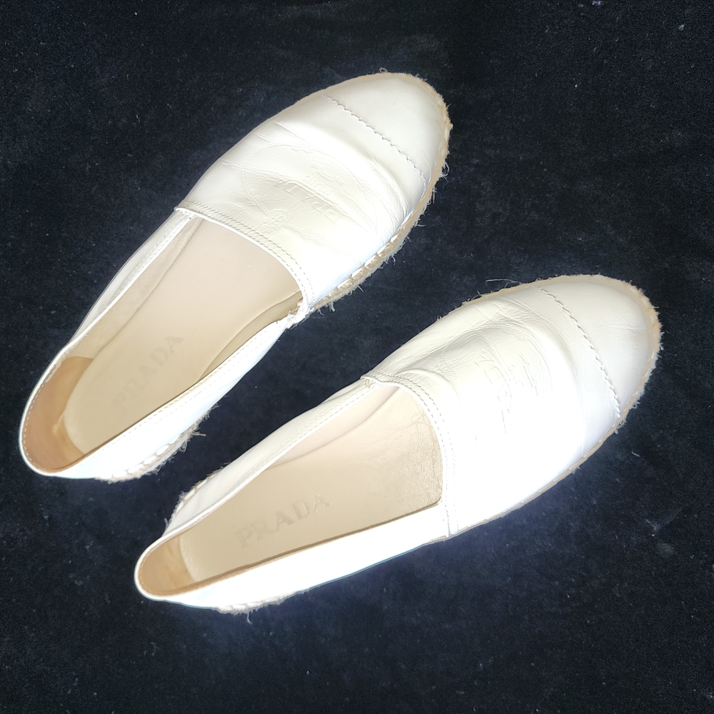 Prada Cream Espadrille Leather Shoes‎ 9